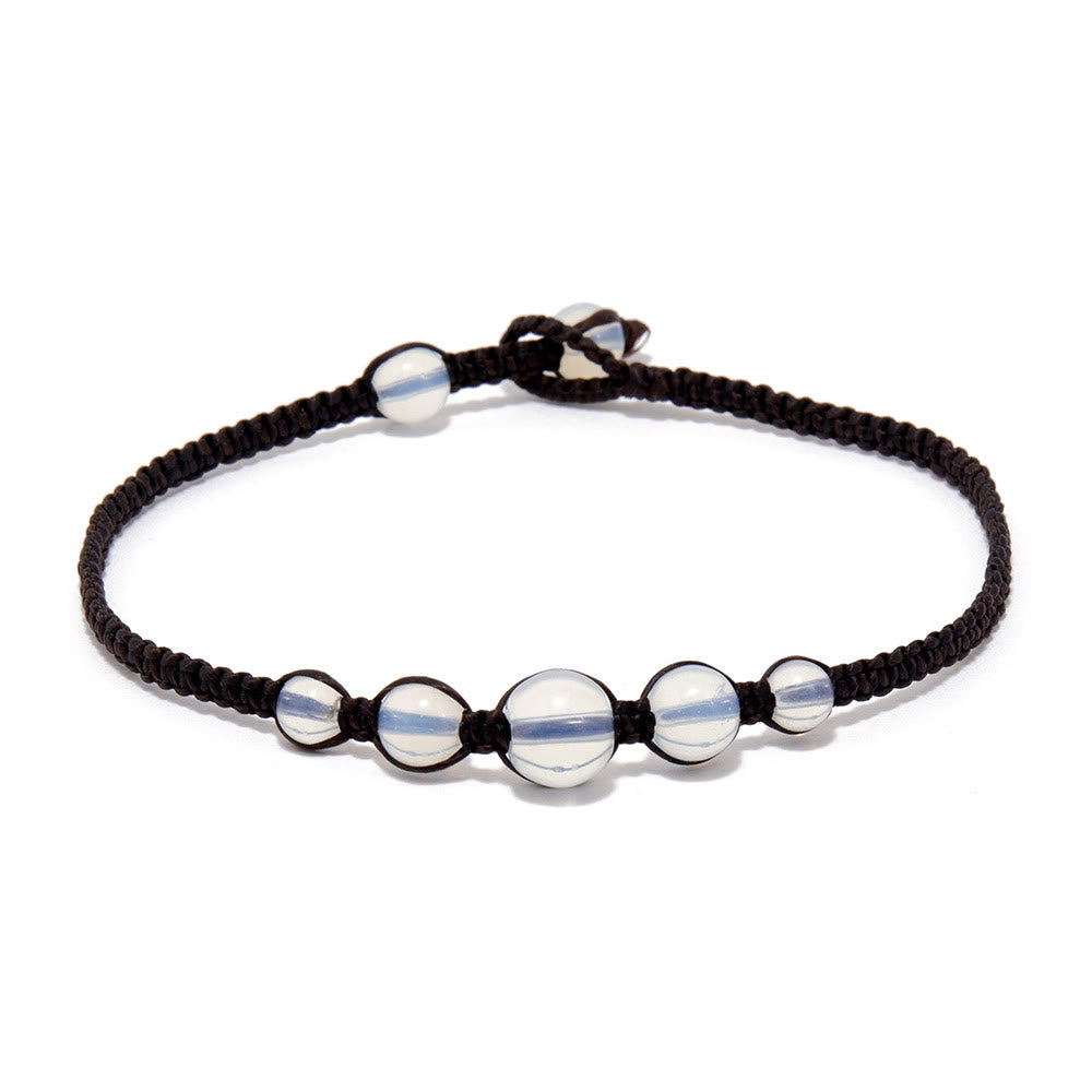 Olivenorma Handmade Opal Adjustable Braided Anklet - image 5