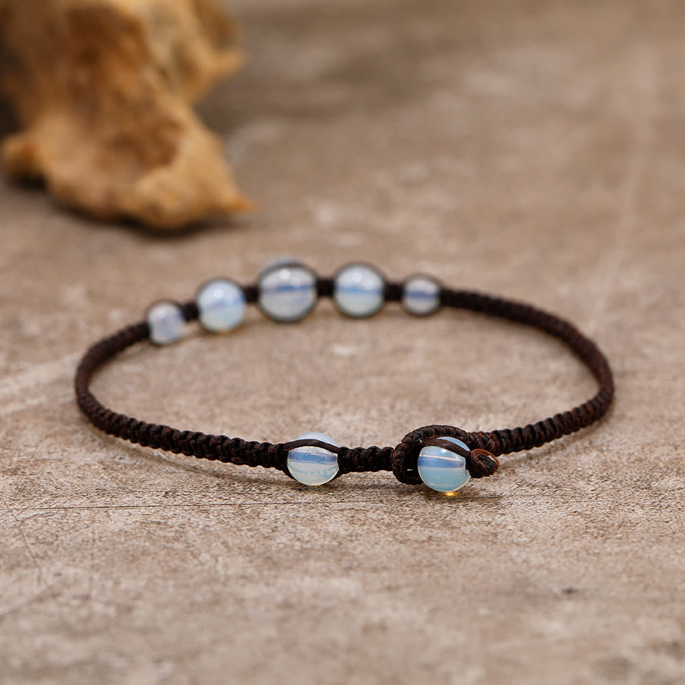 Olivenorma Handmade Opal Adjustable Braided Anklet - image 4