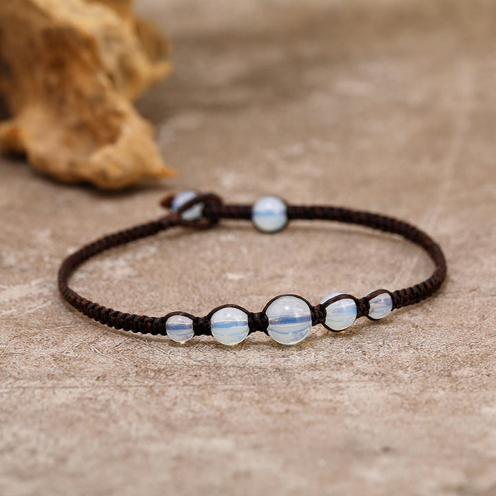 Olivenorma Handmade Opal Adjustable Braided Anklet - image 3