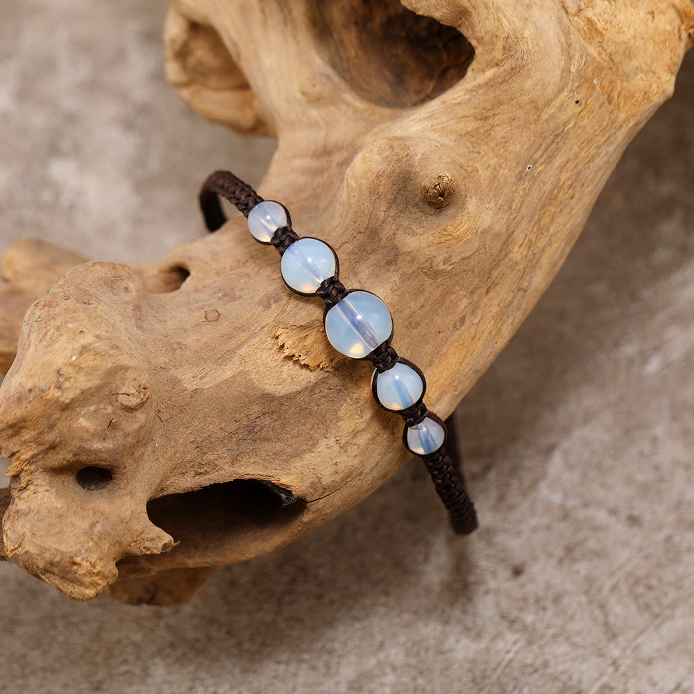 Olivenorma Handmade Opal Adjustable Braided Anklet - image 2