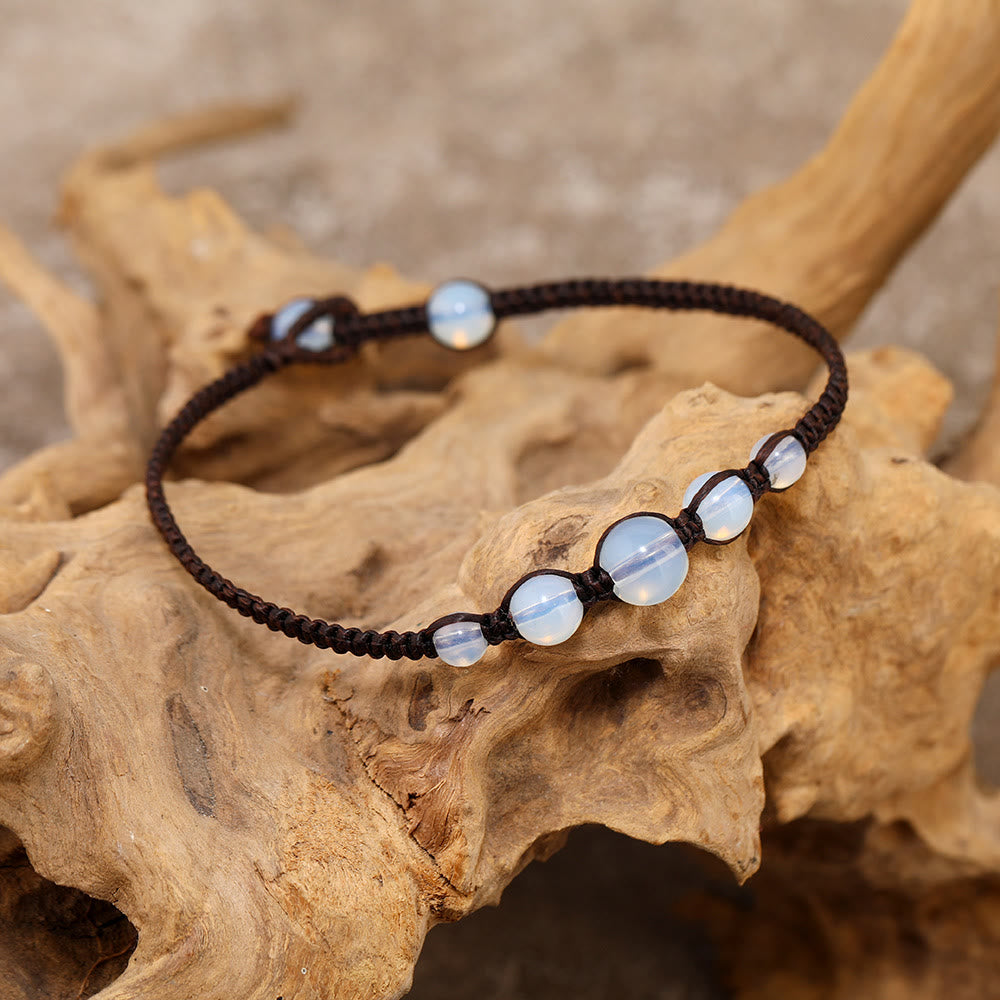 Olivenorma Handmade Opal Adjustable Braided Anklet - image 1