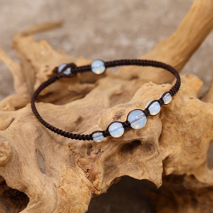 Olivenorma Handmade Opal Adjustable Braided Anklet - image 1