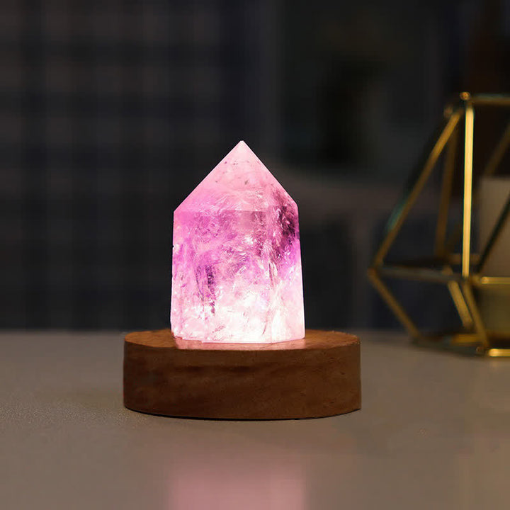 Olivenorma Natural Crystal Healing Crystal Lamp Decoration - Pink Crystal - image 1