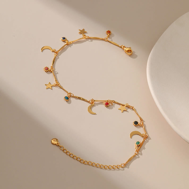 Olivenorma 18K Gold Plated Moon And Star Gem Anklet - image 4