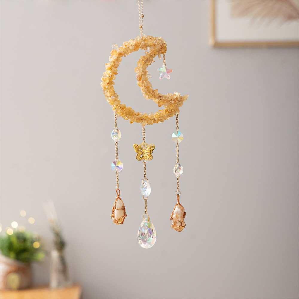 Olivenorma Citrine Gravel Moon Pendant Wind Chime - image 2