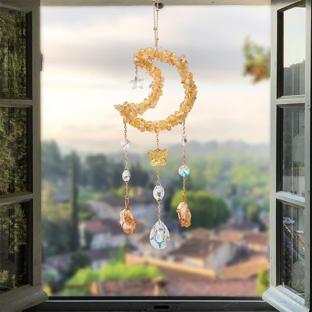 Olivenorma Citrine Gravel Moon Pendant Wind Chime - image 5