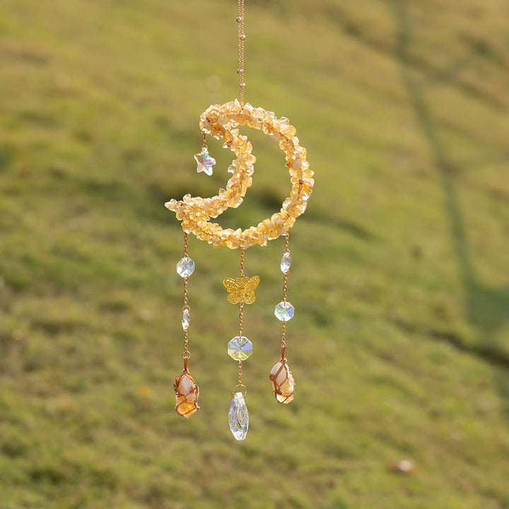 Olivenorma Citrine Gravel Moon Pendant Wind Chime - image 4