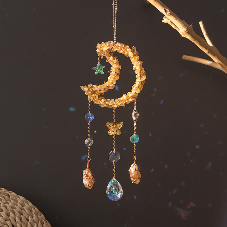 Olivenorma Citrine Gravel Moon Pendant Wind Chime - image 1