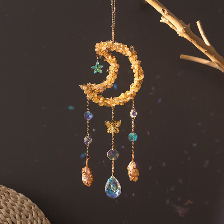 Olivenorma Citrine Gravel Moon Pendant Wind Chime - image 1