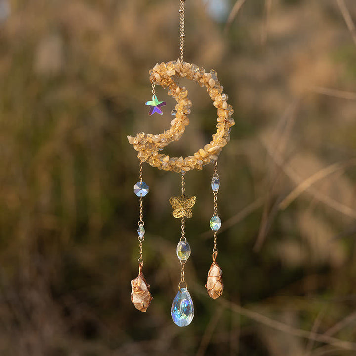 Olivenorma Citrine Gravel Moon Pendant Wind Chime - image 7
