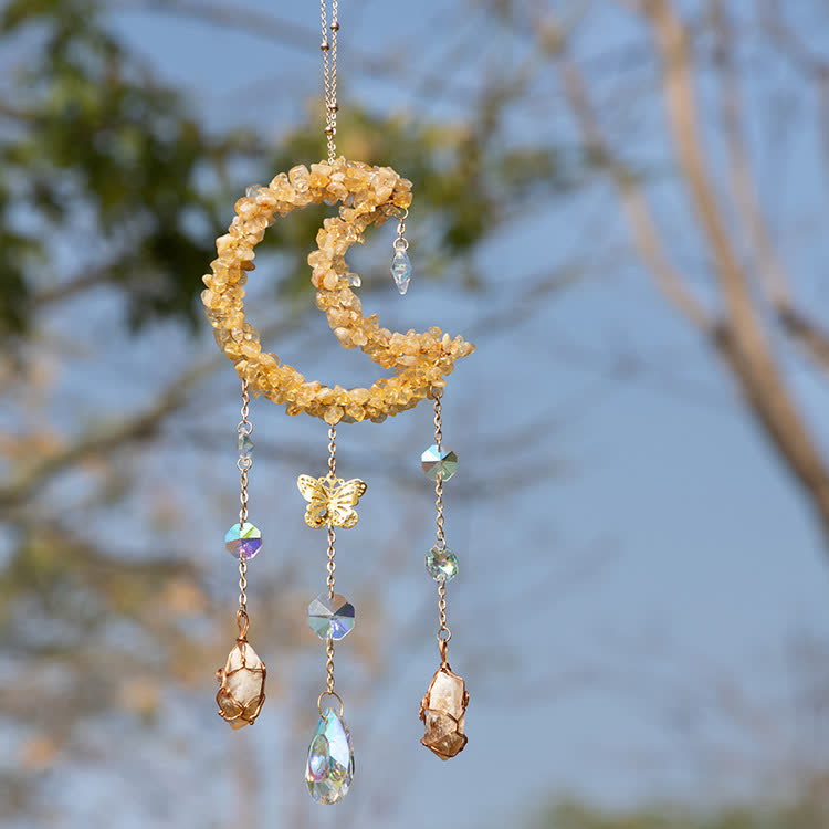 Olivenorma Citrine Gravel Moon Pendant Wind Chime - image 6