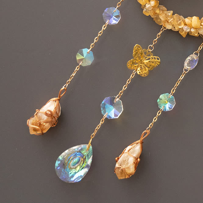 Olivenorma Citrine Gravel Moon Pendant Wind Chime - image 9