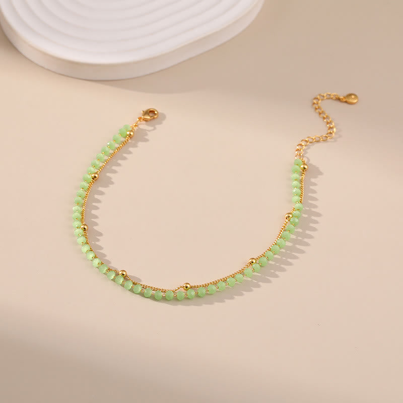 Olivenorma Natural Peridot Gold-Plated Beaded Anklet - image 2