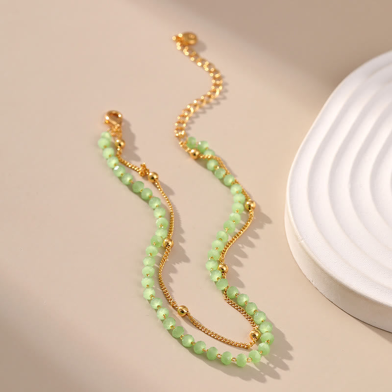 Olivenorma Natural Peridot Gold-Plated Beaded Anklet - image 3