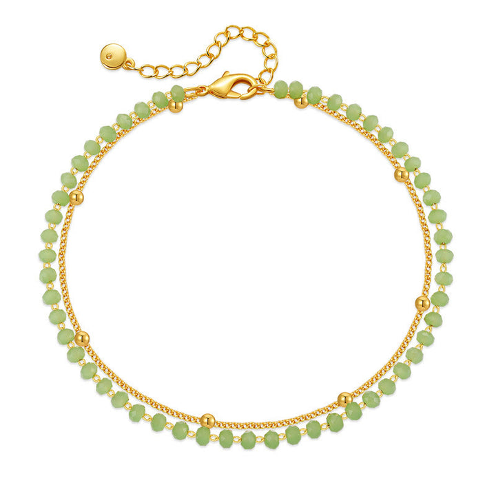 Olivenorma Natural Peridot Gold-Plated Beaded Anklet - image 6