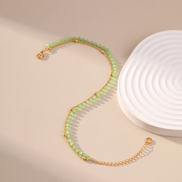 Olivenorma Natural Peridot Gold-Plated Beaded Anklet - image 4