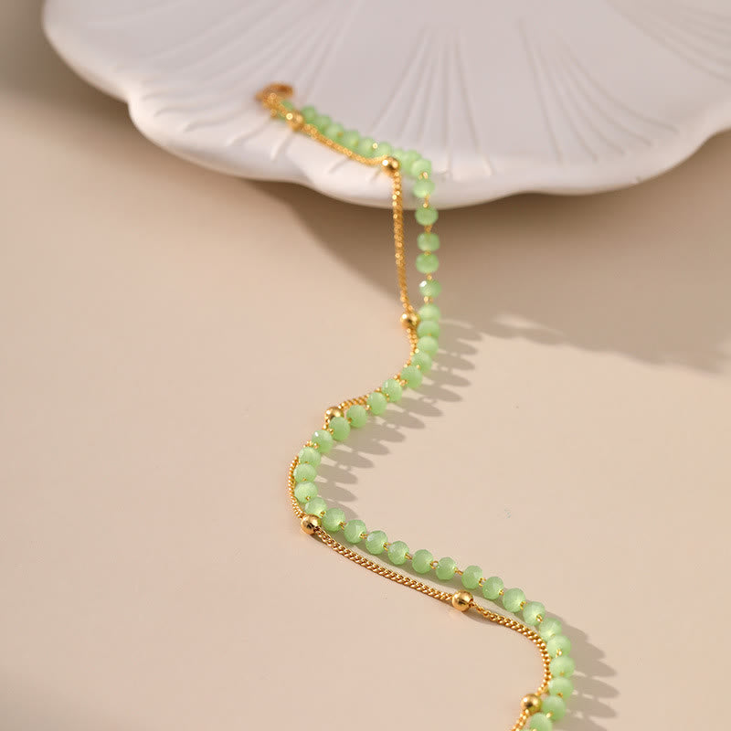 Olivenorma Natural Peridot Gold-Plated Beaded Anklet - image 5