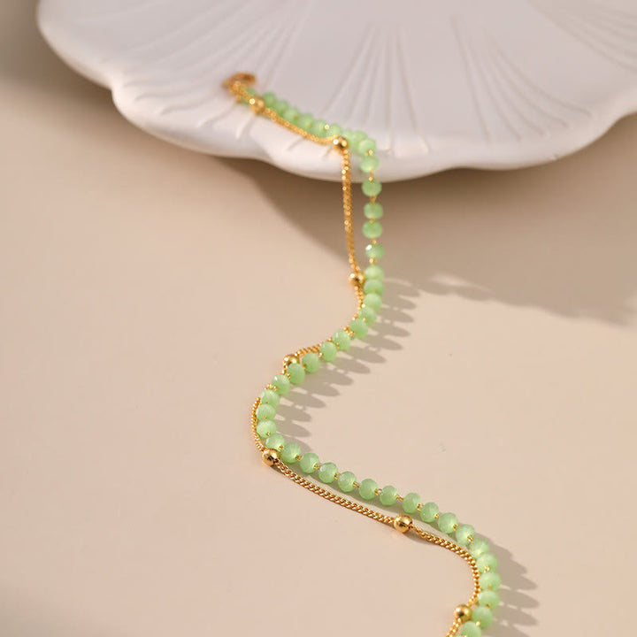 Olivenorma Natural Peridot Gold-Plated Beaded Anklet - image 5