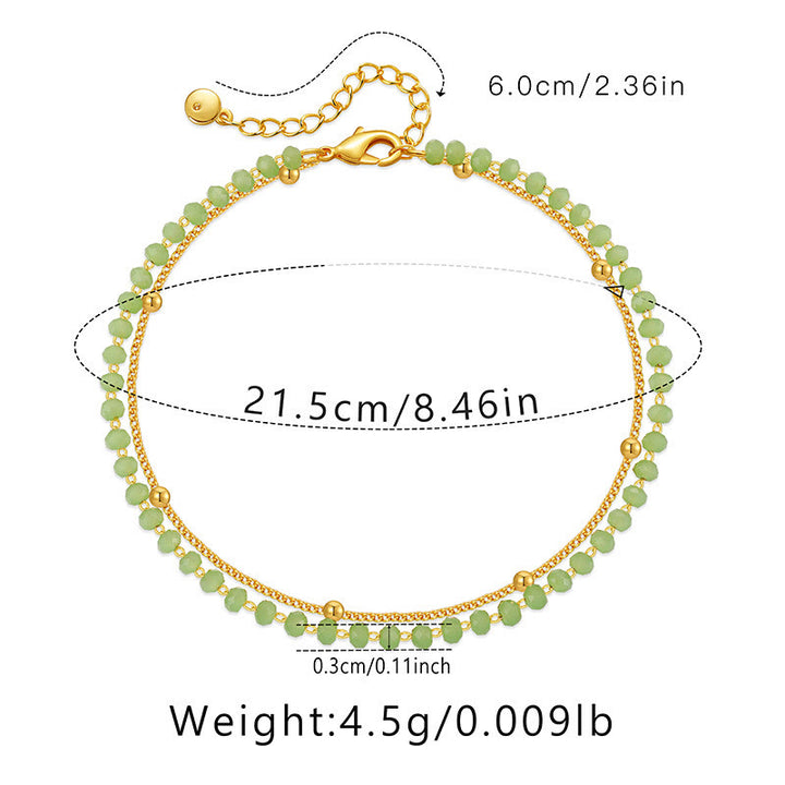 Olivenorma Natural Peridot Gold-Plated Beaded Anklet - image 7