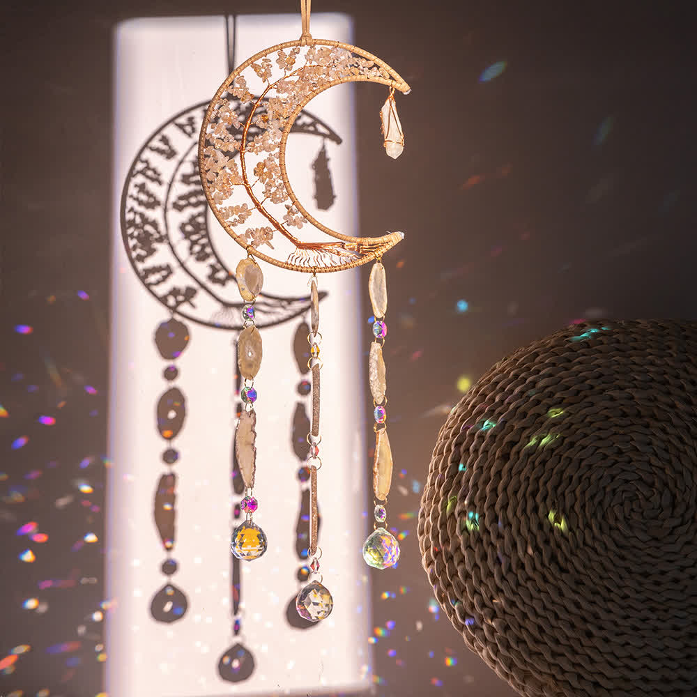 Olivenorma Citrine Gravel Tree of Life Moon Wind Chime - Tree of Life & Moon - image 0