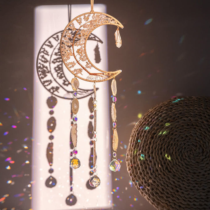 Olivenorma Citrine Gravel Tree of Life Moon Wind Chime - Tree of Life & Moon - image 0