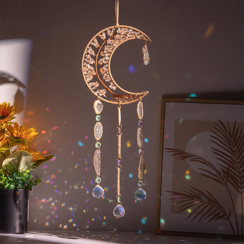 Olivenorma Citrine Gravel Tree of Life Moon Wind Chime - image 1