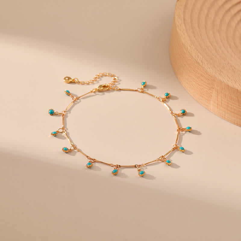 Olivenorma Bohemian Blue Charm Link Chain Anklet - image 1