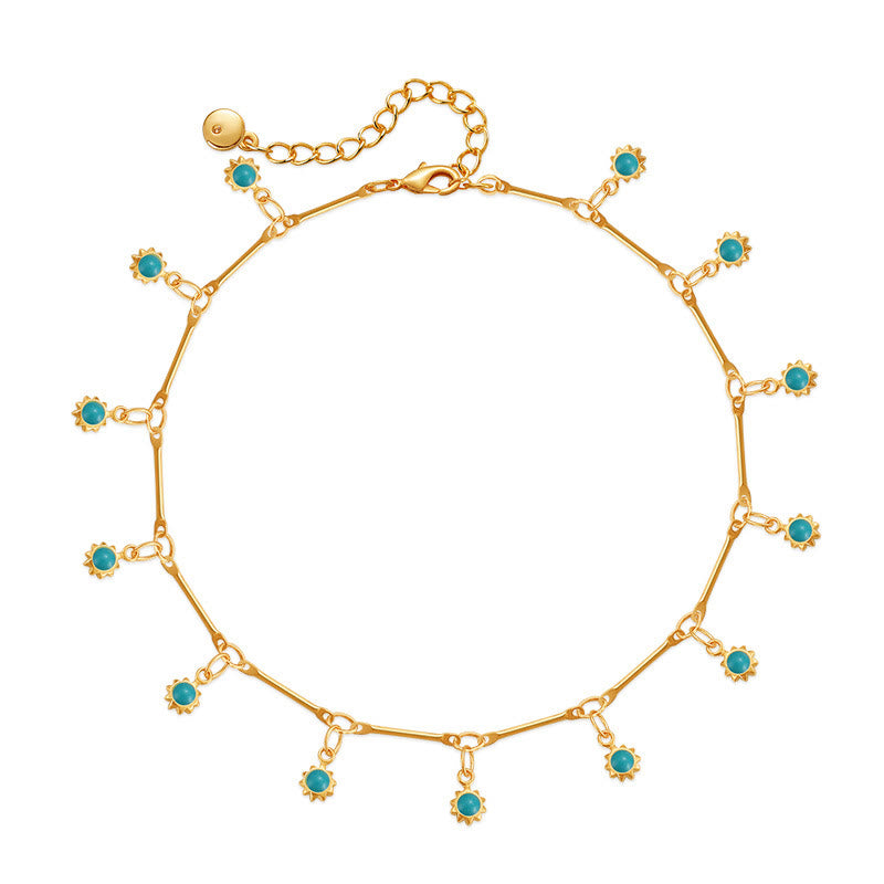 Olivenorma Bohemian Blue Charm Link Chain Anklet - image 5