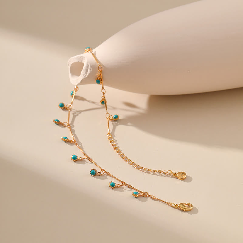 Olivenorma Bohemian Blue Charm Link Chain Anklet - image 4