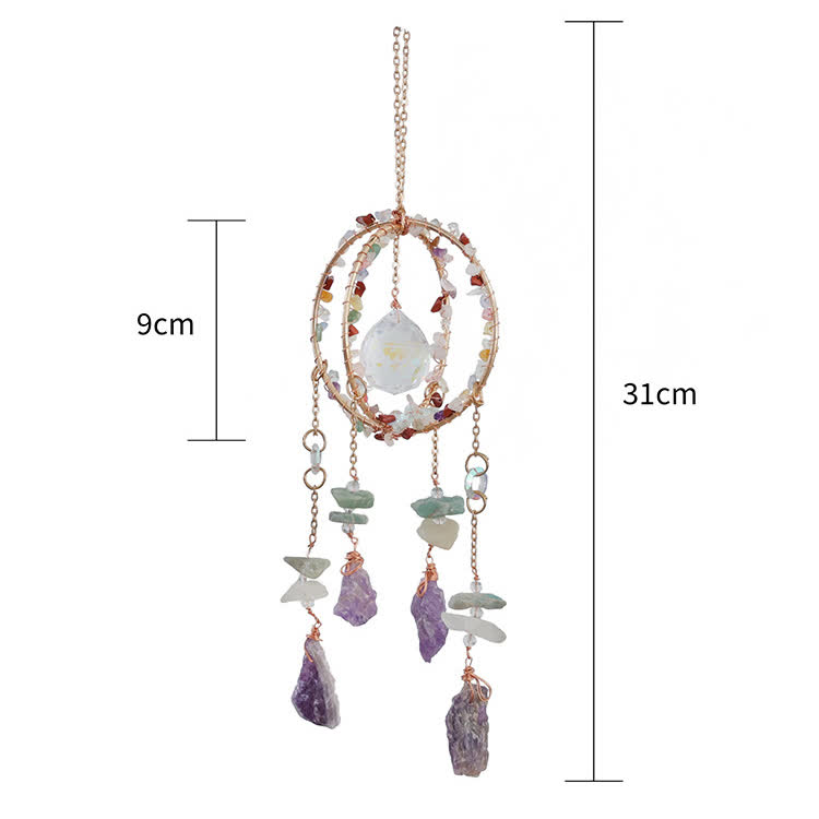 Olivenorma Natural Gravel Double Ring Suncatcher Pendant Wind Chime - image 11