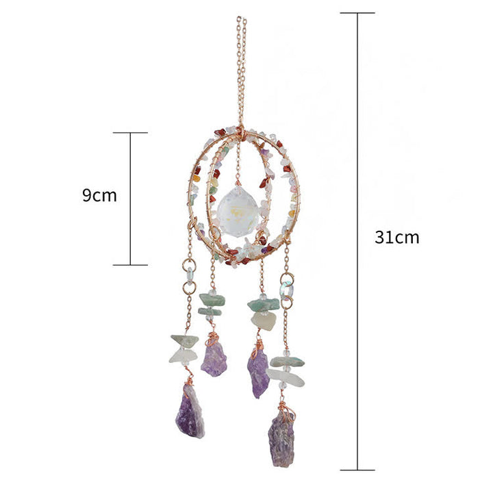 Olivenorma Natural Gravel Double Ring Suncatcher Pendant Wind Chime - image 11