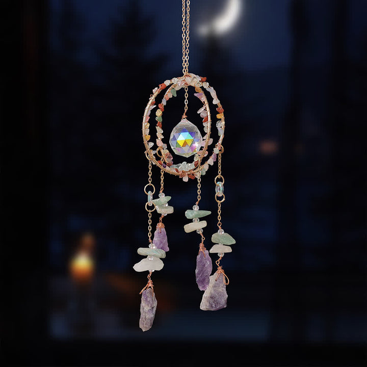 Olivenorma Natural Gravel Double Ring Suncatcher Pendant Wind Chime - image 8