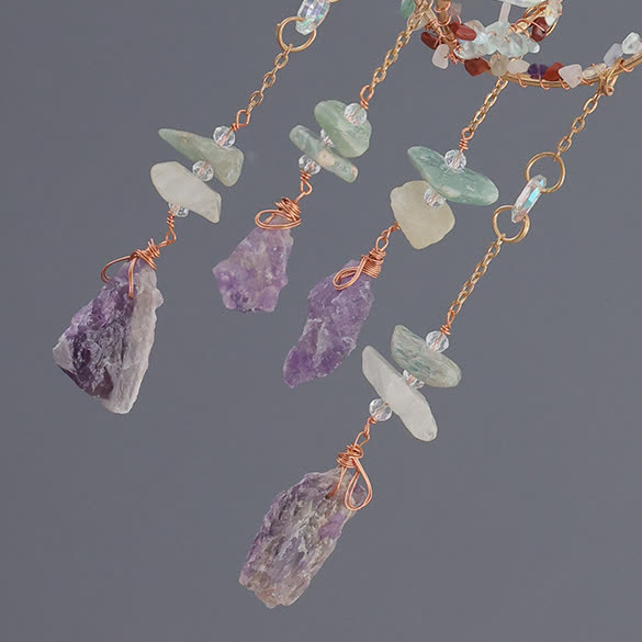 Olivenorma Natural Gravel Double Ring Suncatcher Pendant Wind Chime - image 10