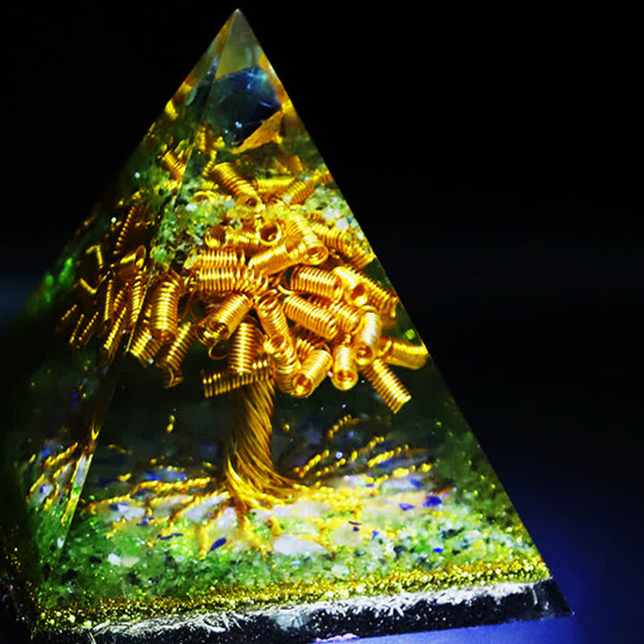 Olivenorma Fluorite Peridot Gold Copper Wire Tree Orgone Pyramid - image 3