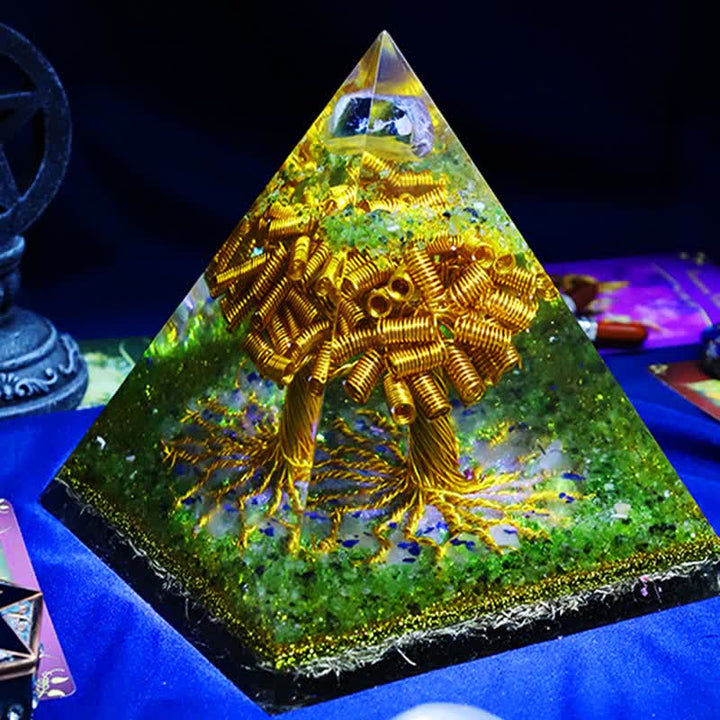 Olivenorma Fluorite Peridot Gold Copper Wire Tree Orgone Pyramid - image 1