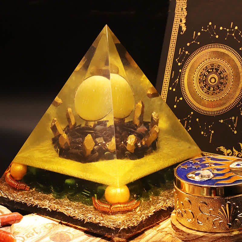 Olivenorma Yellow Jade Crystal Ball Orgone Pyramid - image 2
