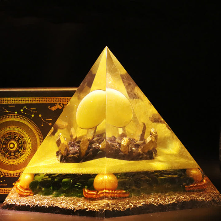 Olivenorma Yellow Jade Crystal Ball Orgone Pyramid - image 1