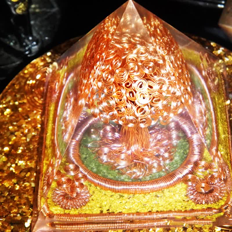 Olivenorma Prehnite Stone Copper Wire Tree Orgone Pyramid - image 3