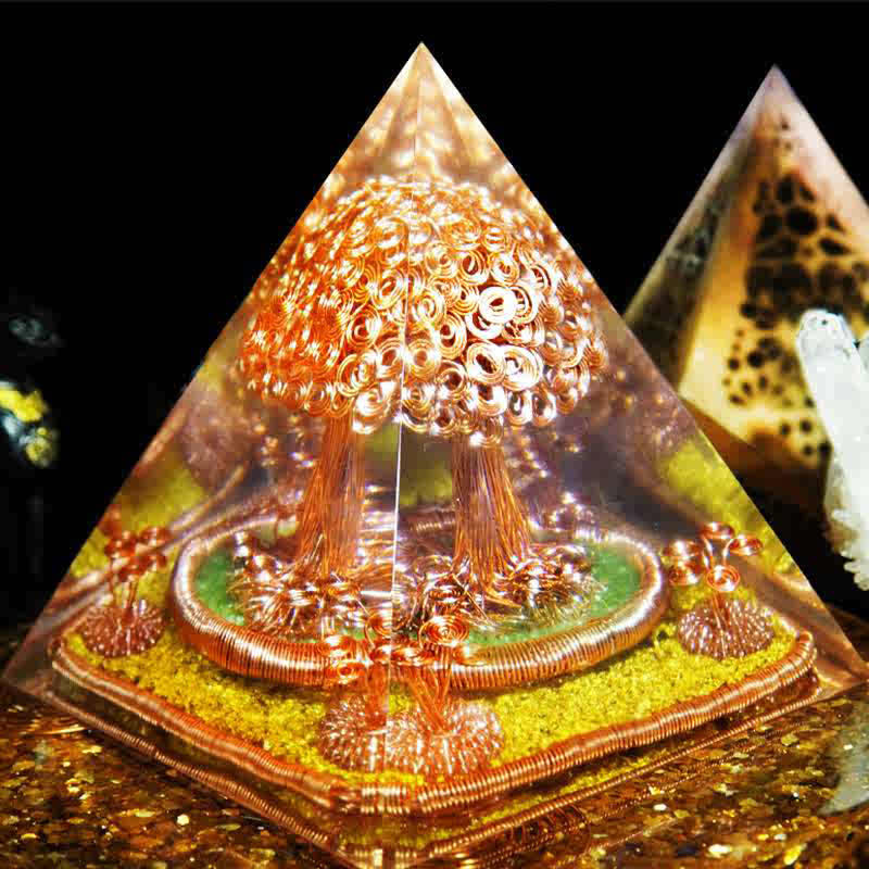 Olivenorma Prehnite Stone Copper Wire Tree Orgone Pyramid - image 1