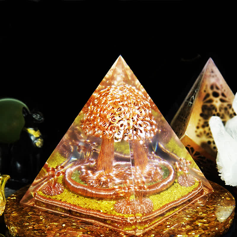 Olivenorma Prehnite Stone Copper Wire Tree Orgone Pyramid - image 2