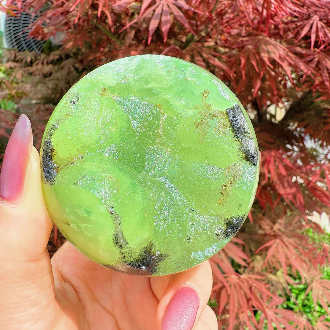Olivenorma Natural Prehnite Crystal Sphere - image 4