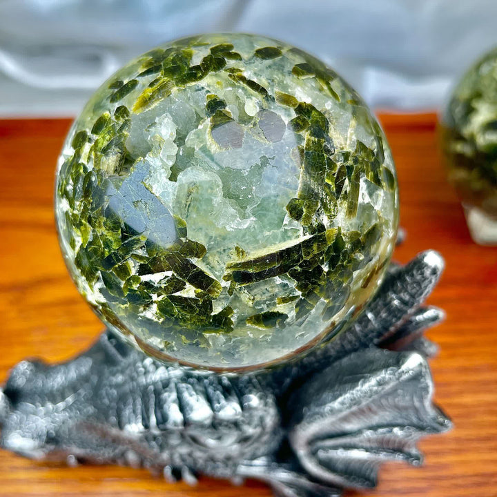 Olivenorma Natural Prehnite Crystal Sphere - image 5