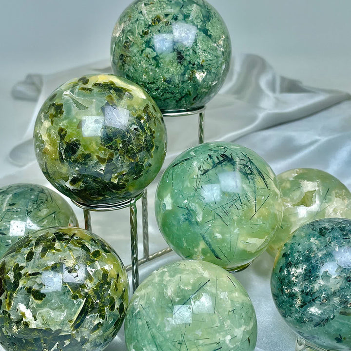 Olivenorma Natural Prehnite Crystal Sphere - image 3