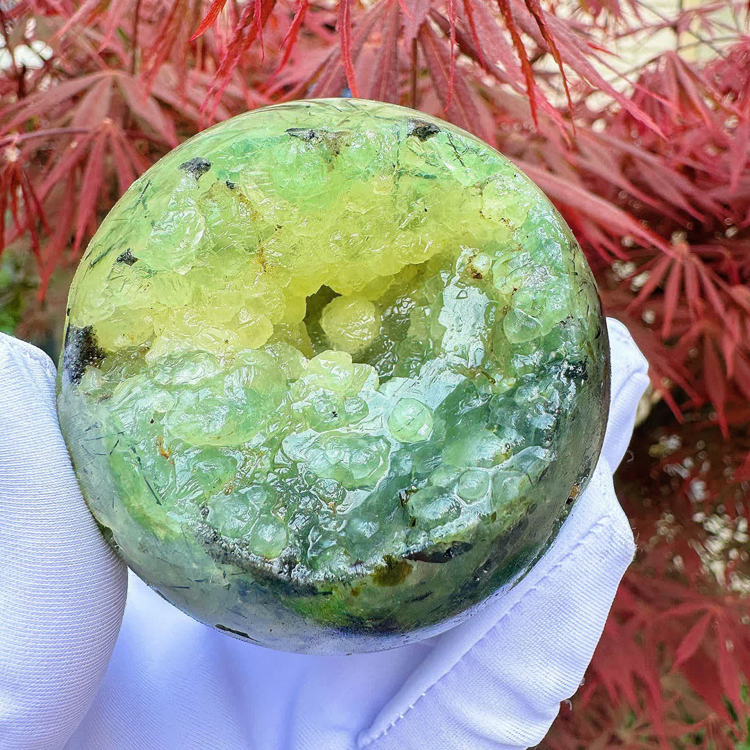 Olivenorma Natural Prehnite Crystal Sphere - image 6
