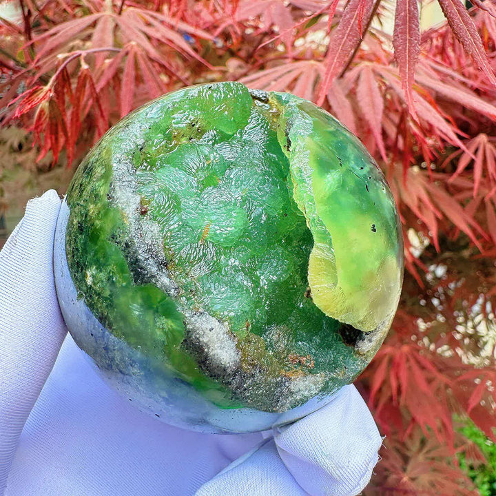Olivenorma Natural Prehnite Crystal Sphere - image 8