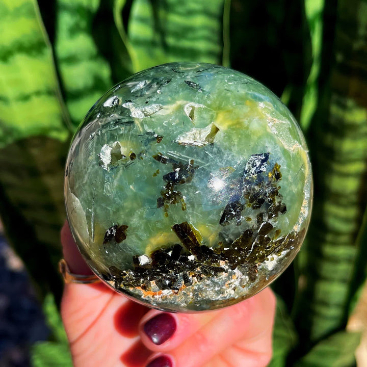 Olivenorma Natural Prehnite Crystal Sphere - image 1