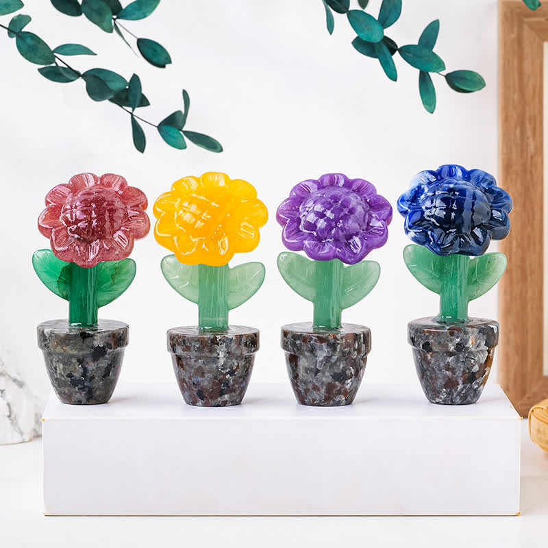 Olivenorma Natural Crystal Sunflower Carving Gemstone Decoration - image 13