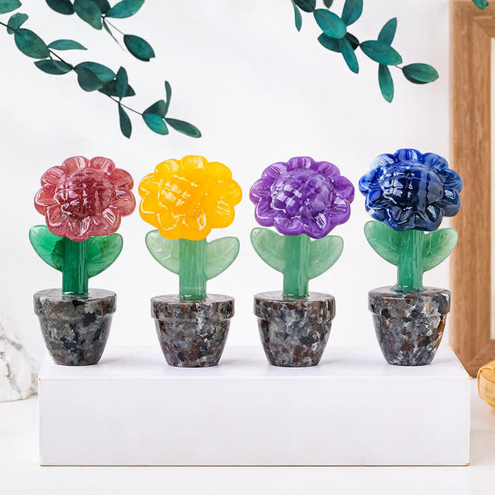 Olivenorma Natural Crystal Sunflower Carving Gemstone Decoration - image 13