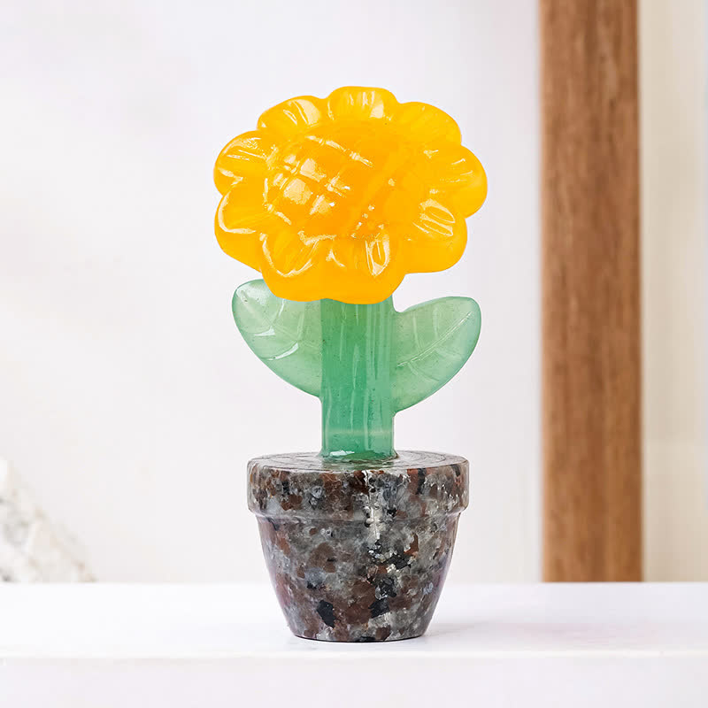 Olivenorma Natural Crystal Sunflower Carving Gemstone Decoration - Yellow Jade - image 11