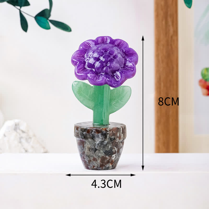 Olivenorma Natural Crystal Sunflower Carving Gemstone Decoration - image 15